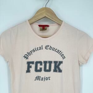 Vintage Y2K FCUK T-shirt French Connection Baby Tee Early 2000s Graphic T, Pink